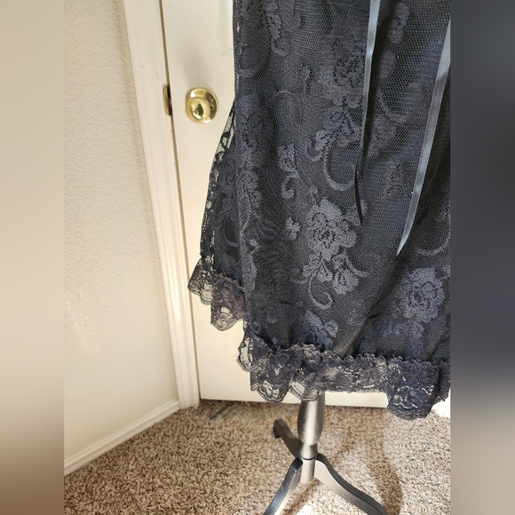 Widow Black Lace Up Choker Floral Lace Slip Mini Dress Open Back - Goth XXL - Picture 4 of 12